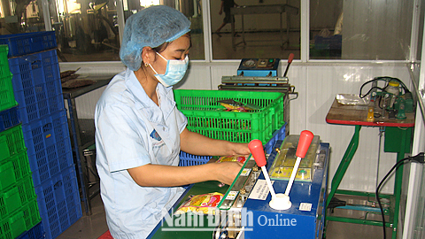Chế biến và đóng gói thực phẩm tại Cty TNHH Minh Dương (CCN An Xá, TP Nam Định).