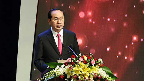 Chủ tịch nước Trần Đại Quang phát biểu tại buổi lễ.