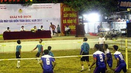 Trận đấu nội dung đội tuyển bốn nam giữa đội Nghệ An và đội Thanh Hóa.