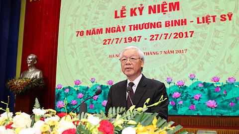 Tổng Bí thư Nguyễn Phú Trọng đọc Diễn văn tại Lễ kỷ niệm. 