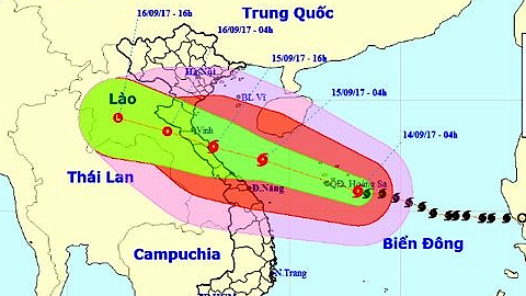 Vị trí và hướng di chuyển của cơn bão số 10. (Nguồn: nchmf.gov.vn)