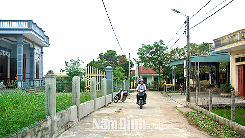 Đường xóm tại Tổ dân phố số 9, Thị trấn Quất Lâm (Giao Thủy) được bê tông hóa đảm bảo tiêu chí NTM.