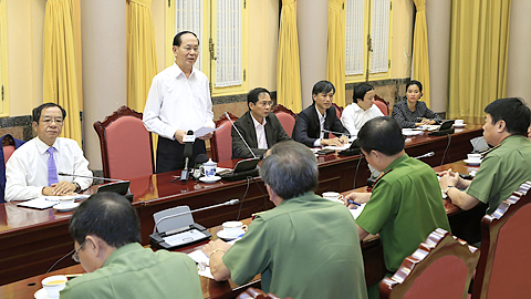 Chủ tịch nước Trần Đại Quang kết luận buổi làm việc.