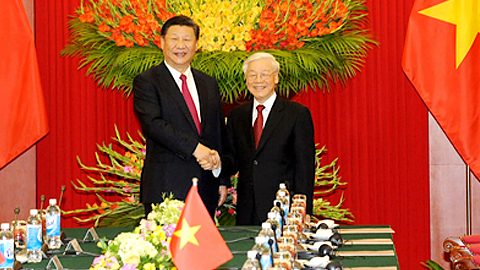 Tổng Bí thư Nguyễn Phú Trọng và Tổng Bí thư, Chủ tịch Trung Quốc Tập Cận Bình. Ảnh: VGP
