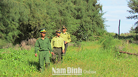 Lực lượng kiểm lâm tuần tra, kiểm soát bảo vệ rừng tại Vườn quốc gia Xuân Thủy (Giao Thủy).