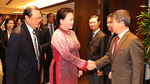 Chủ tịch Quốc hội Nguyễn Thị Kim Ngân tiếp đại diện các doanh nghiệp Xinh-ga-po đến chào xã giao và báo cáo kết quả hoạt động, kinh doanh tại Việt Nam.