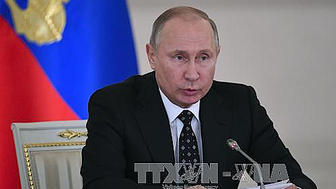 Tổng thống Nga Vladimir Putin trong cuộc họp Hội đồng quốc gia ở Moskva ngày 27/12/2017. Ảnh: AFP/TTXVN