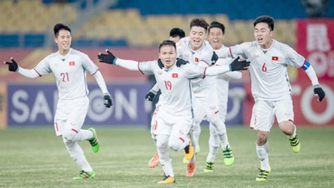 Các cầu thủ U23 Việt Nam làm nên lịch sử khi lọt vào tới trận chung kết giải U23 châu Á. 