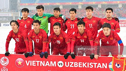  Đội hình ra sân của U23 Việt Nam gặp U23 Uzbekistan. Ảnh: getty.