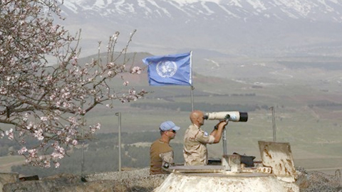 Lực lượng gìn giữ hòa bình LHQ giám sát tại khu vực cao nguyên Golan ở biên giới Israel-Syria.