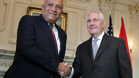 Hai Bộ trưởng Ngoại giao Mỹ và Ai Cập trong cuộc gặp tại Cai-rô.