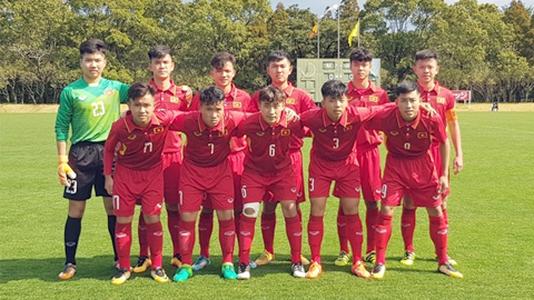Đội hình ra sân của U16 Việt Nam trong trận ra quân.