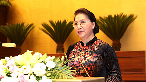 Chủ tịch Quốc hội Nguyễn Thị Kim Ngân phát biểu khai mạc.