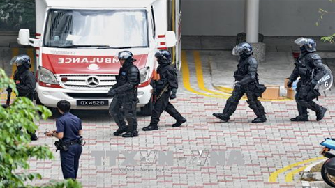 Cảnh sát tuần tra tại Singapore. Ảnh: AFP/TTXVN
