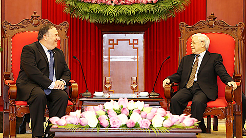 Tổng Bí thư Nguyễn Phú Trọng tiếp Ngoại trưởng Hoa Kỳ.