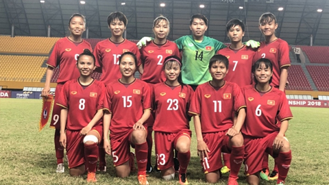 Đội hình ra sân của tuyển nữ Việt Nam trong chiến thắng thứ tư liên tiếp tại bảng B.