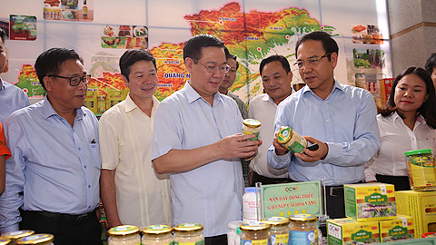 Phó Thủ tướng Vương Đình Huệ thăm nơi trưng bày các sản phẩm OCOP.