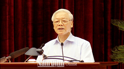 Tổng Bí thư Nguyễn Phú Trọng phát biểu chỉ đạo Hội nghị. Ảnh: VGP/NGUYễN HOÀNG