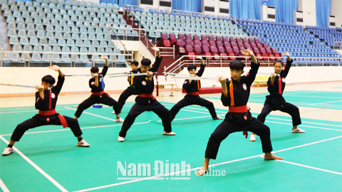 Đội tuyển võ cổ truyền tỉnh tập luyện chuẩn bị tham dự Đại hội TDTT toàn quốc lần thứ VIII.