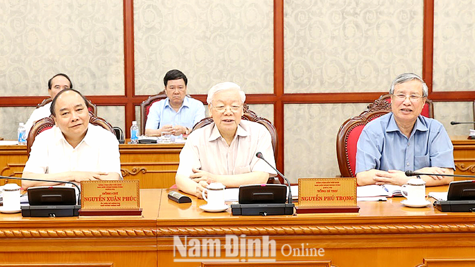 Tổng Bí thư Nguyễn Phú Trọng chủ trì cuộc họp. Ảnh: Trí Dũng - TTXVN