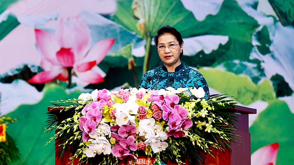 Chủ tịch Quốc hội Nguyễn Thị Kim Ngân phát biểu tại Lễ khai mạc. Ảnh: dangcongsan.vn