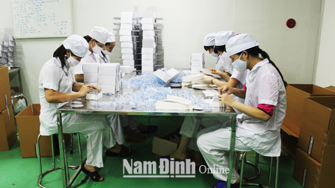 Đóng gói thuốc tại Cty CP Dược phẩm Minh Dân (KCN Hoà Xá, TP Nam Định).