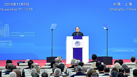 Thủ tướng Nguyễn Xuân Phúc phát biểu tại lễ khai mạc Hội chợ CIIE 2018