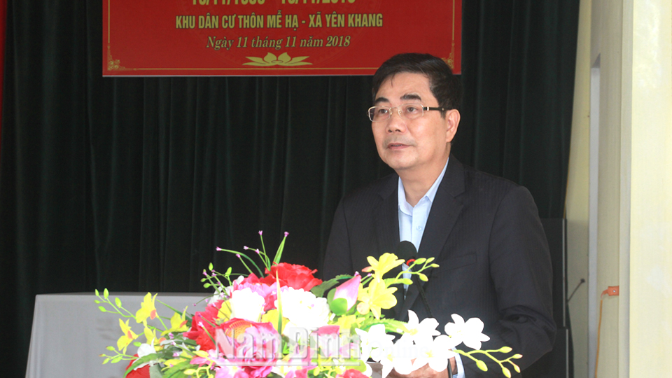Đồng chí Cao Đức Phát, Ủy viên BCH Trung ương Đảng, Phó Trưởng ban Thường trực kinh tế Trung ương phát biểu tại ngày hội.