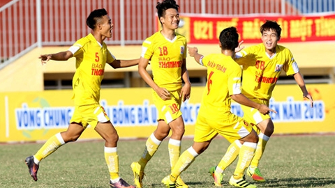 Trung vệ Thành Chung tiếp tục là người hùng của Hà Nội ở trận đấu quyết định tại Giải U21 quốc gia 2018.