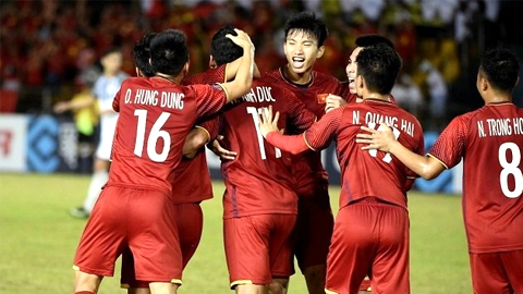Giành thắng lợi 2-1 trên sân khách, tuyển Việt Nam có lợi thế rất lớn trước thềm trận lượt về trên sân nhà sau đây bốn ngày. (Ảnh: AFF Suzuki Cup 2018)