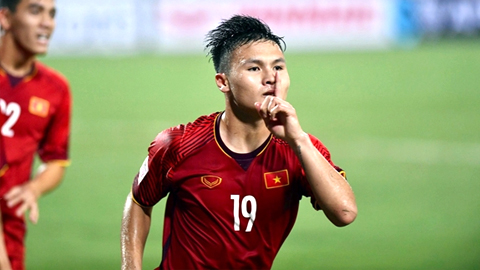 Quang Hải ăn mừng bàn thắng mở tỷ số cho ĐT Việt Nam ở phút 83.