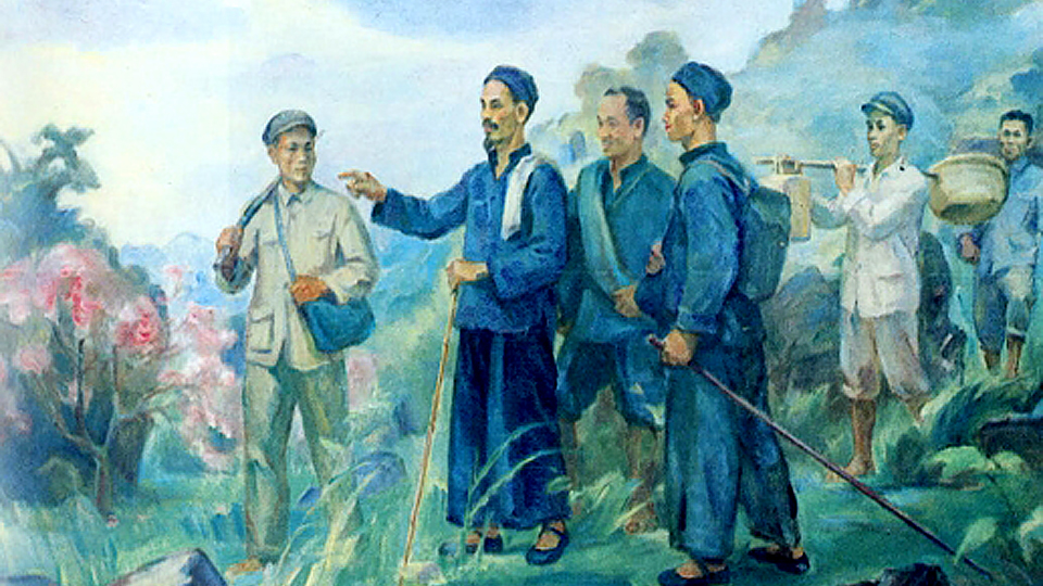 Bức tranh "Bác Hồ về nước" của họa sĩ Trịnh Phòng.