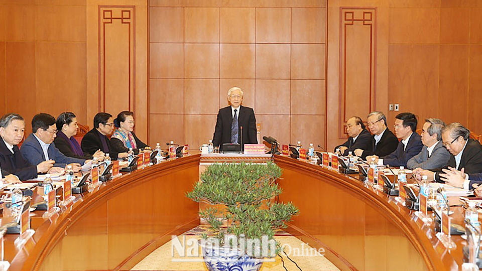 Tổng Bí thư, Chủ tịch nước Nguyễn Phú Trọng phát biểu chỉ đạo phiên họp. Ảnh: Trí Dũng - TTXVN