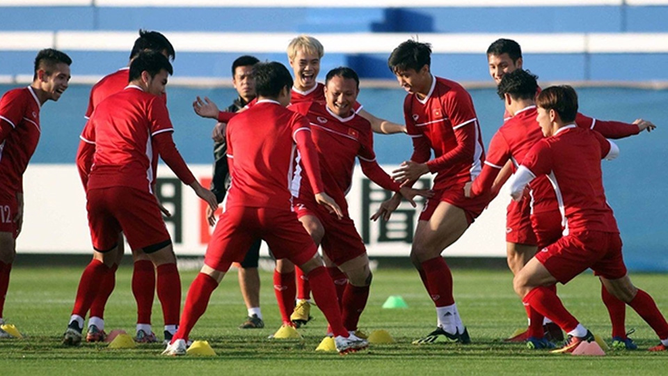 Ðội tuyển Việt Nam tập luyện với tâm lý thoải mái trước trận tứ kết với Nhật Bản.
