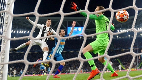 Ronaldo đánh đầu mở tỷ số cho Juventus ở phút 27.