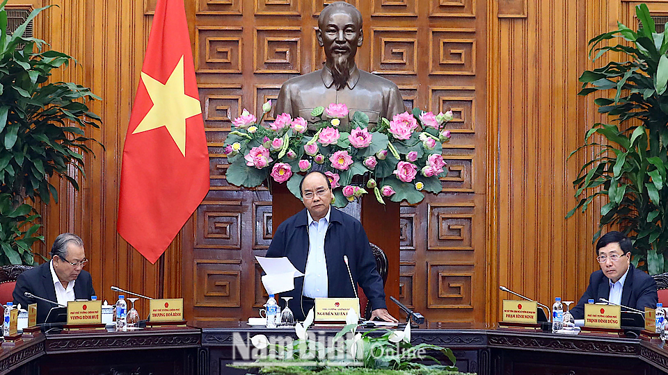Thủ tướng Nguyễn Xuân Phúc phát biểu chỉ đạo tại hội nghị. Ảnh: Thống Nhất - TTXVN