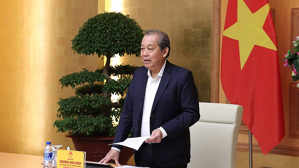 Phó Thủ tướng Thường trực Chính phủ Trương Hoà Bình kết luận cuộc họp. 