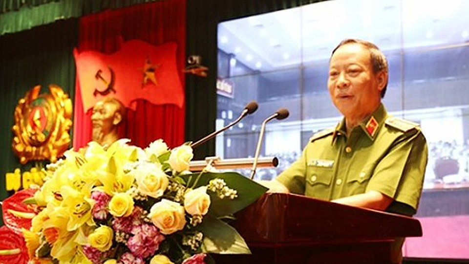  Thượng tướng Lê Quý Vương - Thứ trưởng Bộ Công an phát biểu khai mạc Hội nghị.