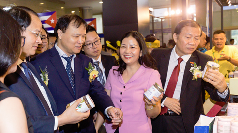 Thứ trưởng Bộ Công Thương Đỗ Thắng Hải tham quan các gian hàng tại Hội chợ Việt Nam Expo 2019.