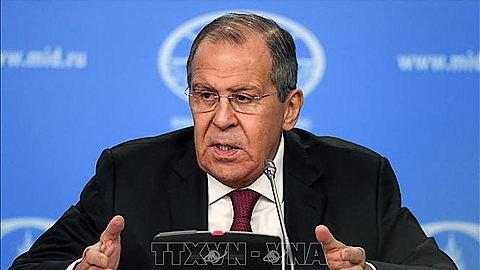 Ngoại trưởng Nga Sergey Lavrov tại cuộc họp báo ở Moskva. Ảnh: AFP/TTXVN