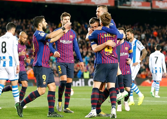 Niềm vui của các cầu thủ Barca