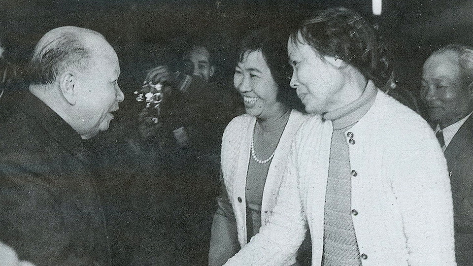 Đồng chí Trường Chinh gặp gỡ các văn nghệ sĩ tại Lễ kỷ niệm 30 năm ngành Điện ảnh Việt Nam, năm 1983.