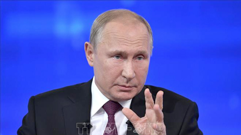 Tổng thống Nga Vladimir Putin phát biểu tại Moskva ngày 20/6/2019. Ảnh: AFP/TTXVN