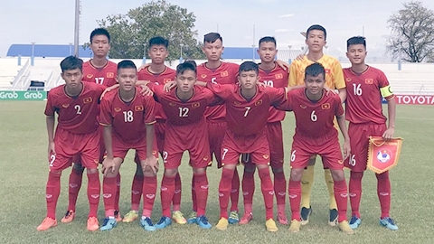 Đội hình xuất phát của U15 Việt Nam ở trận mở màn giải đấu khu vực.