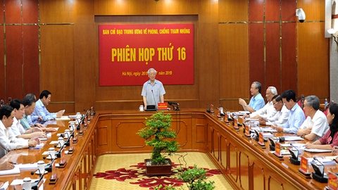 Đồng chí Nguyễn Phú Trọng, Tổng Bí thư, Chủ tịch nước, Trưởng Ban Chỉ đạo chủ trì phiên họp.