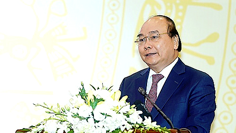 Thủ tướng Nguyễn Xuân Phúc phát biểu tại cuộc gặp mặt.