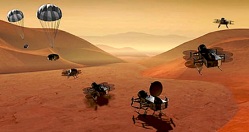  Dragonfly sẽ khám phá nhiều địa điểm trên mặt trăng Titan. Ảnh: NASA.
