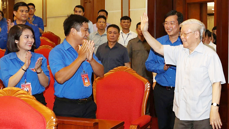 Tổng Bí thư, Chủ tịch nước Nguyễn Phú Trọng đến dự buổi gặp mặt. Ảnh: Trí Dũng - TTXVN