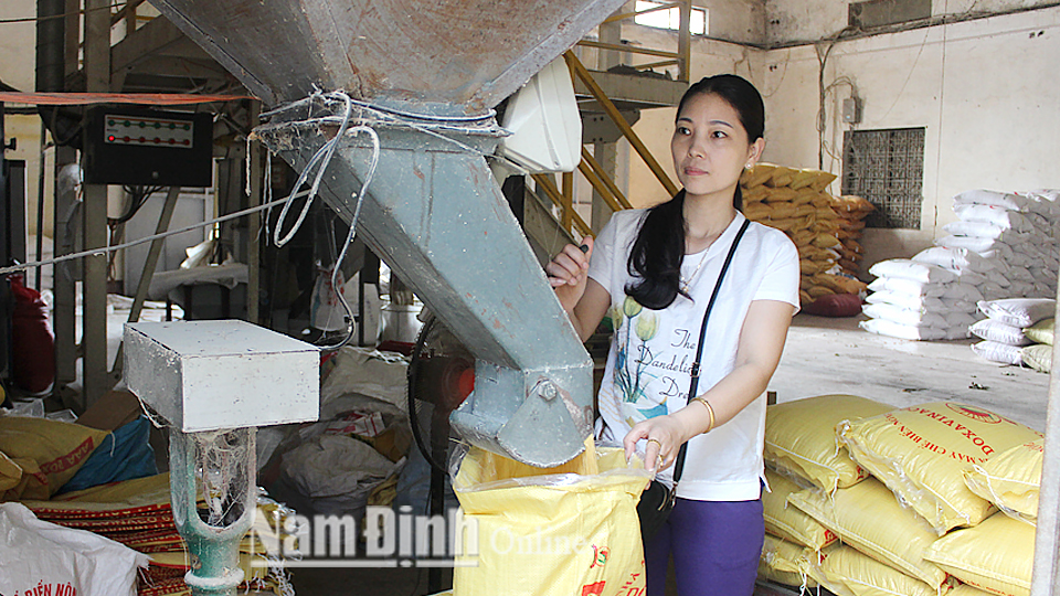 Cơ sở chế biến nông sản Việt Trung của chị Nguyễn Thị Thu Hương, xã Tân Thành (Vụ Bản) tạo việc làm cho 20 lao động địa phương.