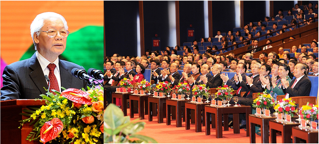 Tổng Bí thư, Chủ tịch nước Nguyễn Phú Trọng đọc diễn văn tại buổi lễ. Ảnh: ĐĂNG KHOA